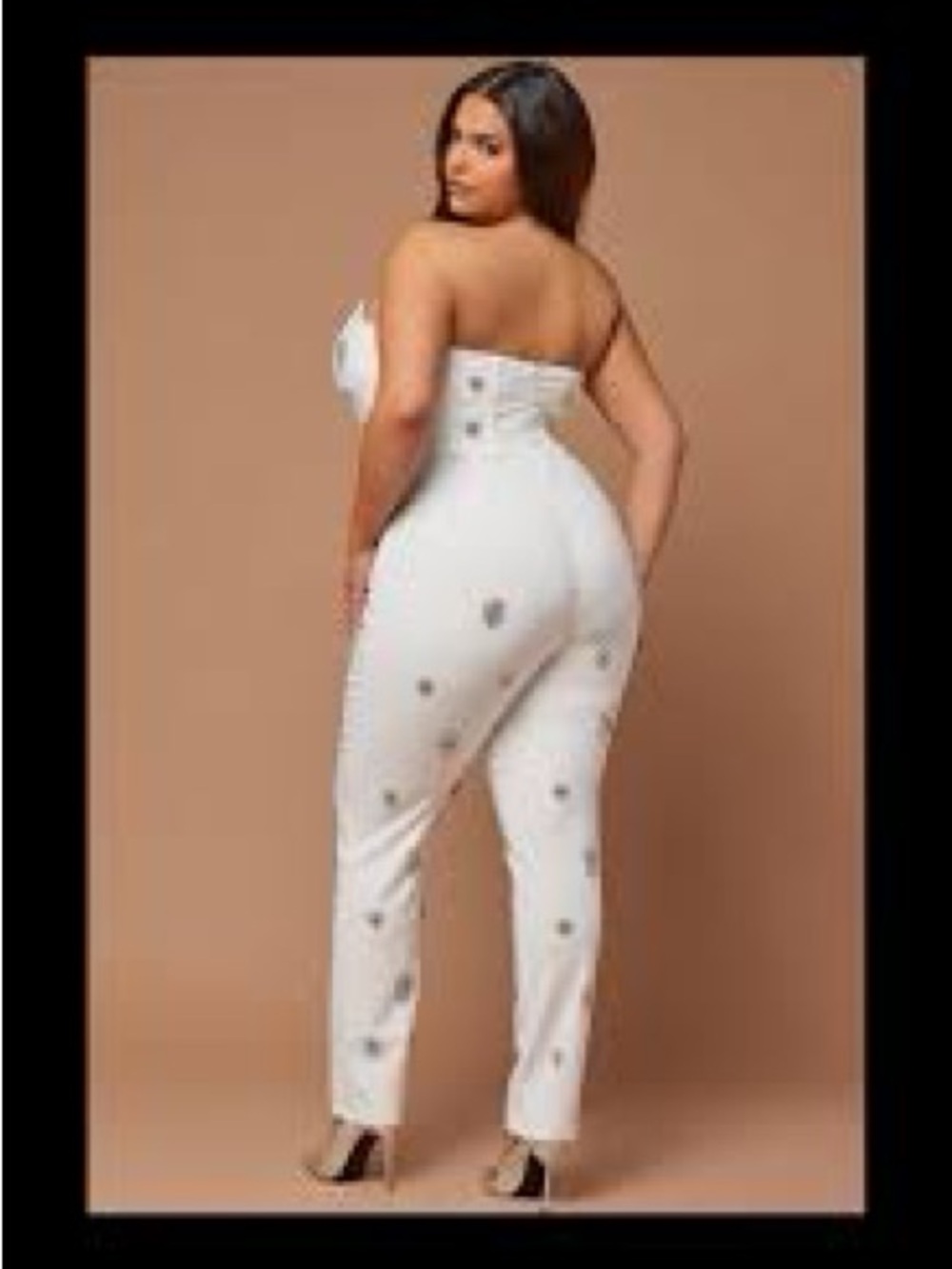 Strapless White Embellished Jumpsuit